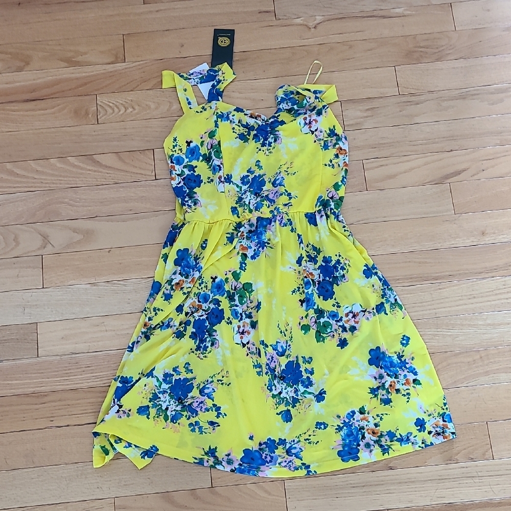 Floral Yellow and Blue Dress